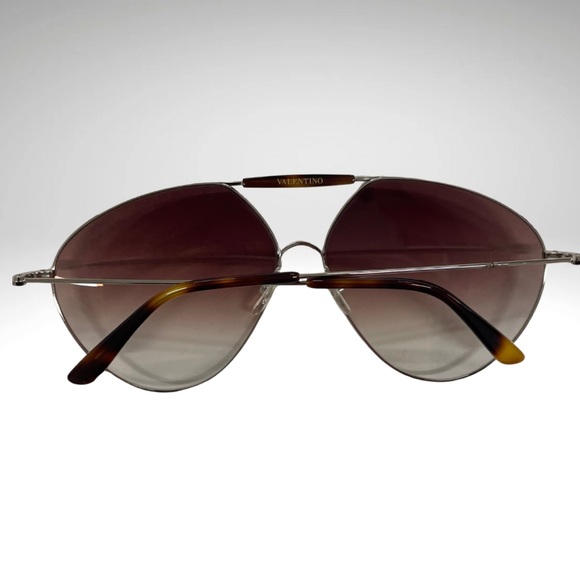 Valentino Oversized Aviator Style Brown Sunglasses - Picture 4 of 4